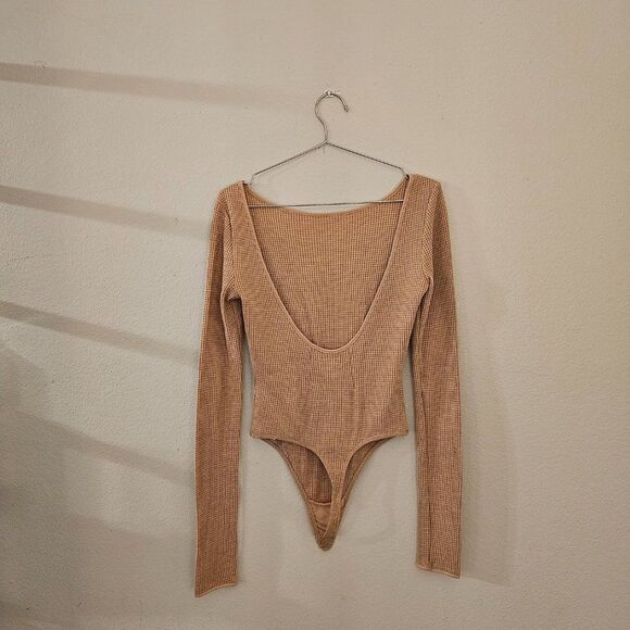 Out from Under Waffle Knit Long Sleeve Bodysuit Sz M - Picture 2 of 3
